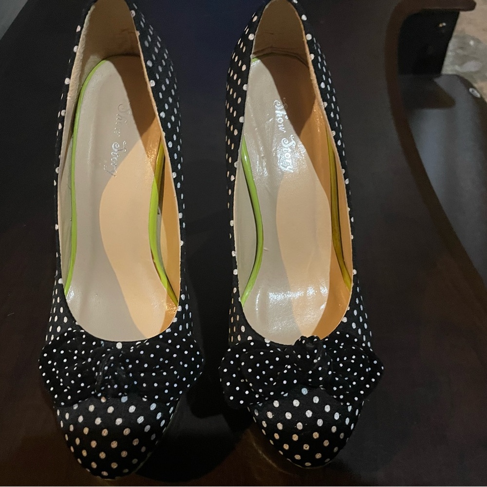 Black and White Polka Dot Heels